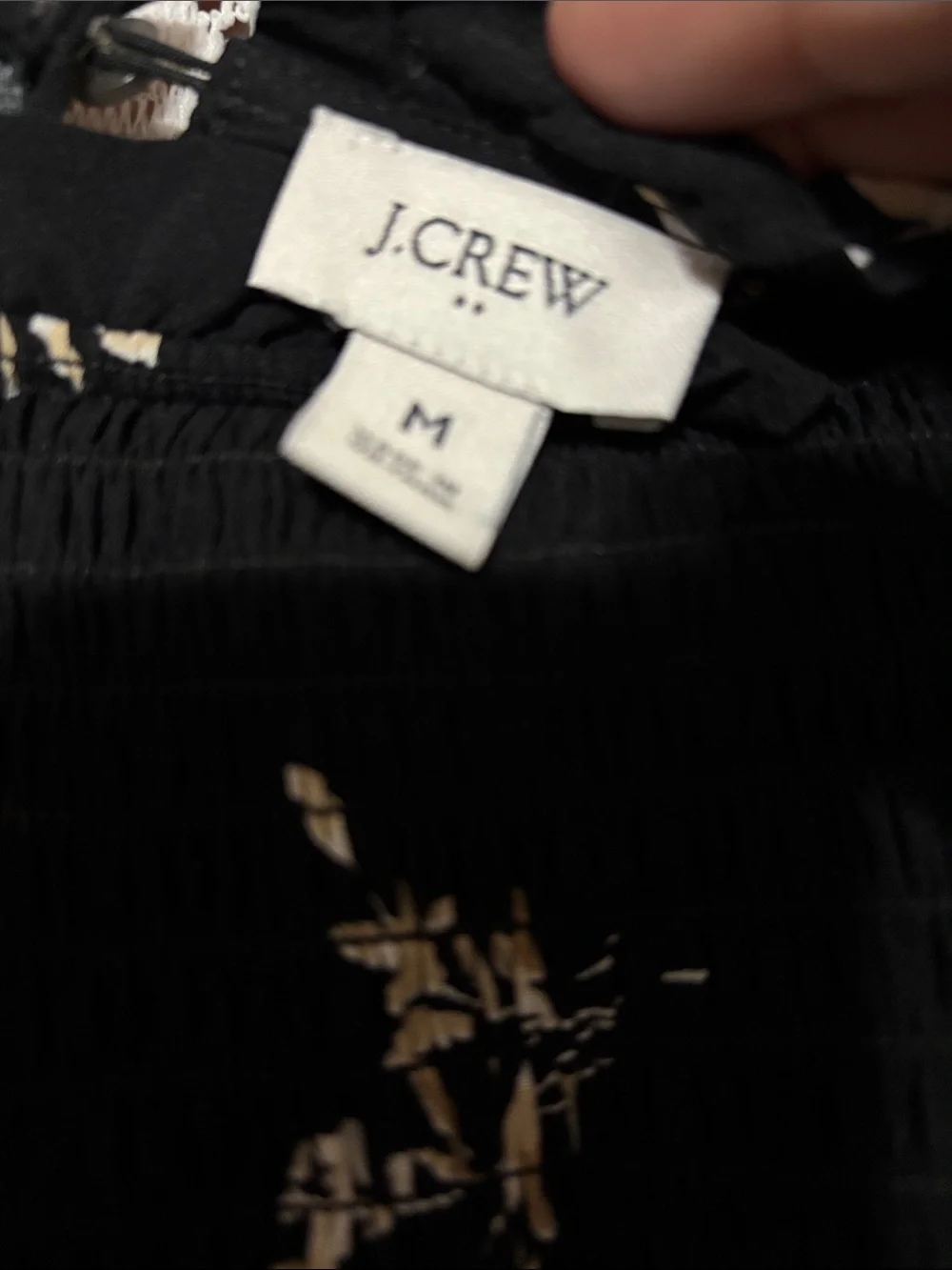 J. Crew Black Blouse with Cream Floral Print